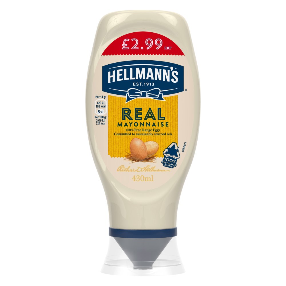 Hellmann's Mayo Squeezy Real 8 x 430ml PMP £2.99